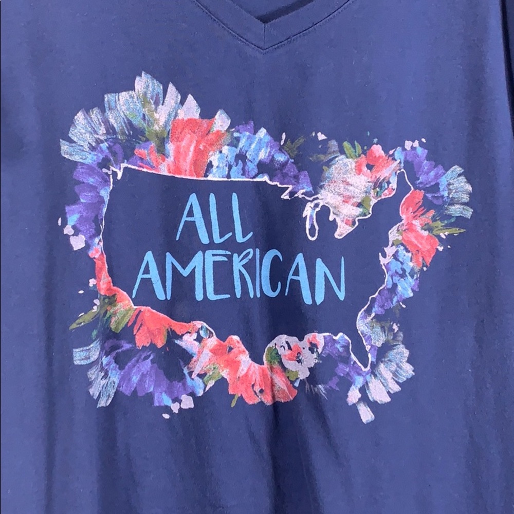 Sonoma Top Tee T-Shirt 3X Blouse Navy All American US Map Outline Stretchy - Picture 4 of 8